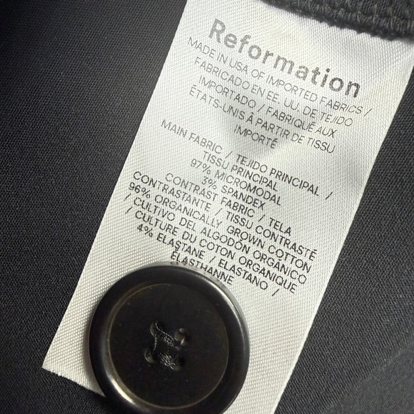 Reformation Pia Knit Top Jacket Women XL Black White Contrast Collar Button - Picture 5 of 10